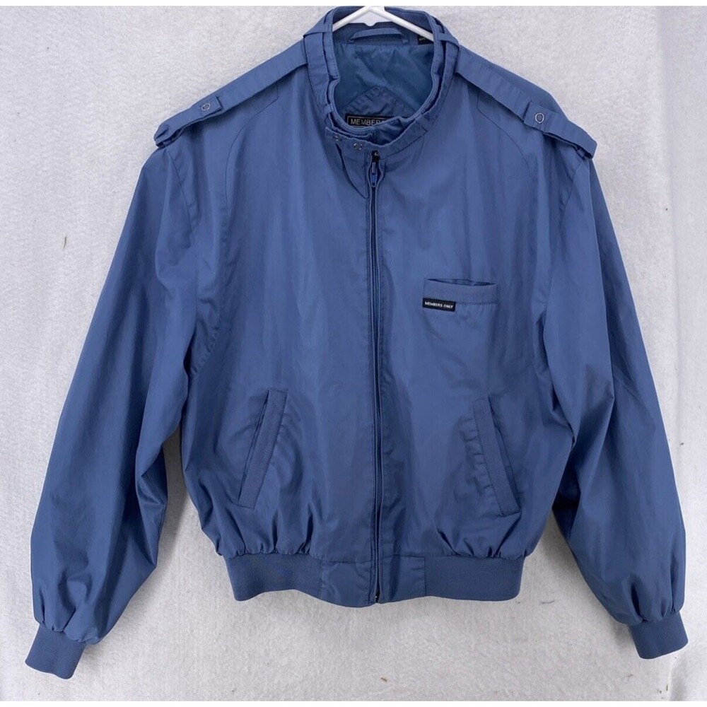 Members Only Jacket Mens 42 Large 4 Blue Bomber Full Zip Outdoors Vintage - Picture 1 of 11